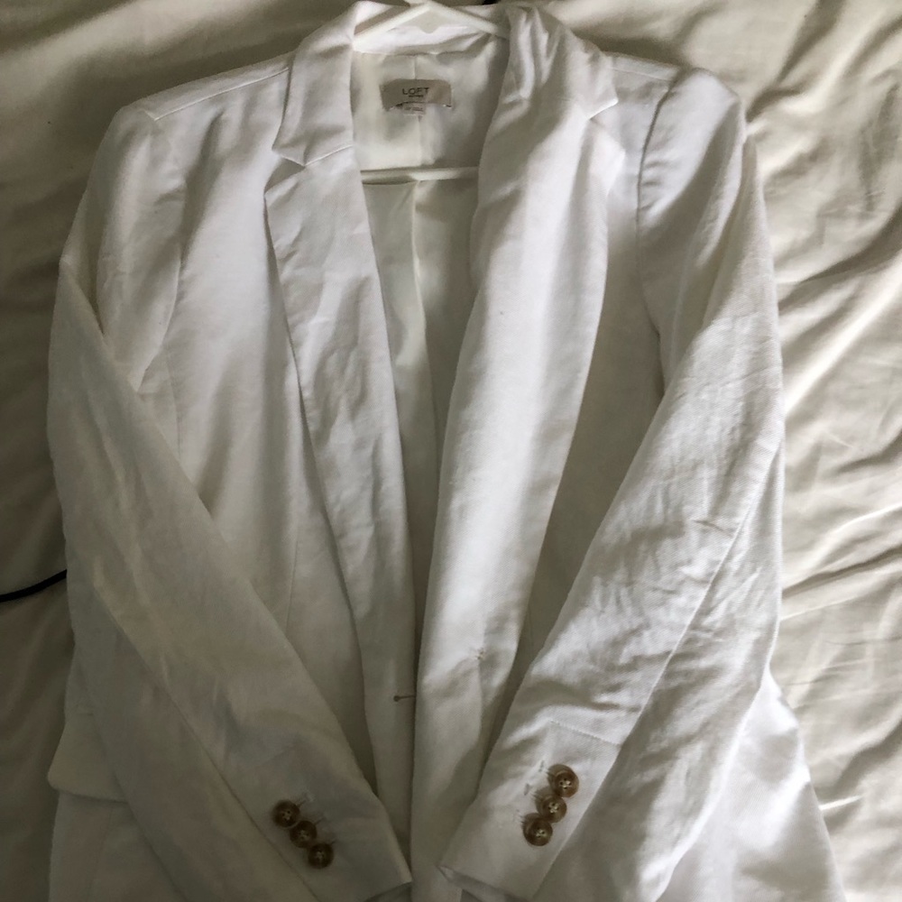 Petite Linen Blend Modern Blazer white